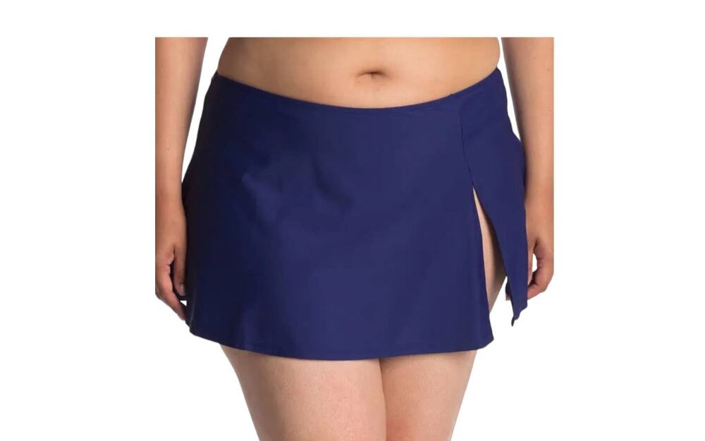 Nicole Miller Studio slit skirt bikini bottom navy size 3X
